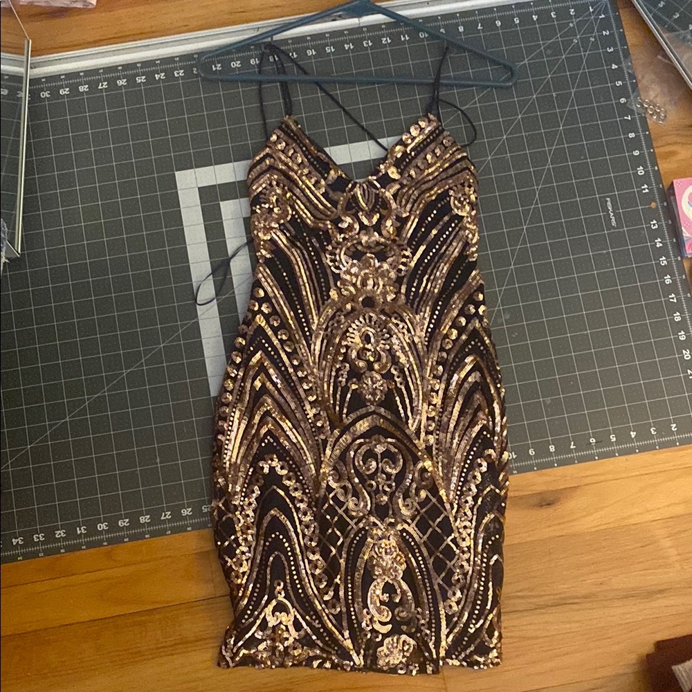 Elegant Blue and Gold Dress